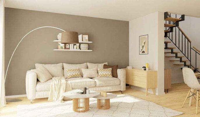 Lichtdurchfluteter Wohnbereich dank bodentiefer Fenster