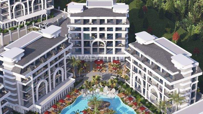 Flats with Rich Social Amenities near the Beach in Alanya