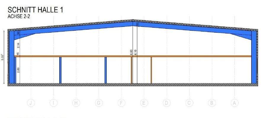 Schnitt der Halle 1