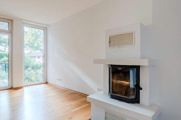 Detail of fireplace in living area