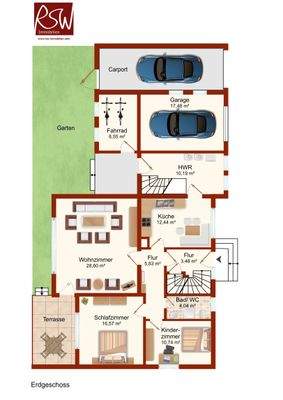 Grundriss EFH mit 2-ETW-Haldem-EG-3-Zim-ETW mit Te
