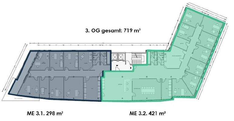 Grundriss 3 OG 719 gesamt und geteilt