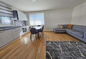 Küche mit Wohn- und Essbereich