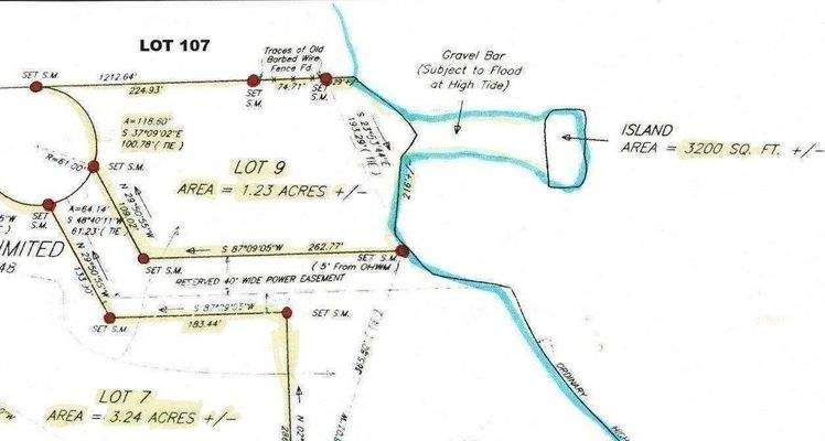 Vermessungsplan Lot 9 mit Insel