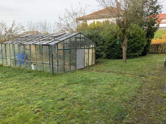 Garten mit Gewächshaus