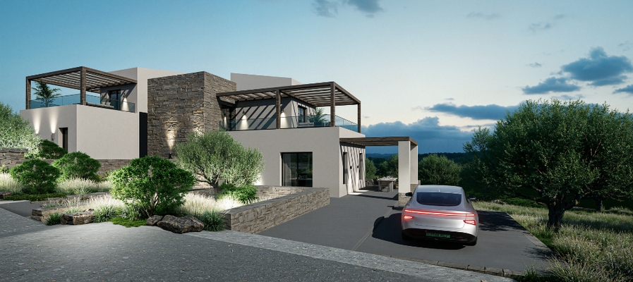 Kreta, Exantis: Neubau! Zwei luxuriöse Steinvillen mit privaten Pools zum Verkauf