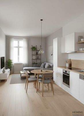 Visualisierung Wohnen/ Kochen