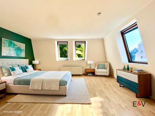 Visualisierung Schlafzimmer - Obergeschoss der linken Doppelhaushälfte