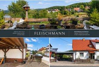 Hausansicht, Carport und Ausblick