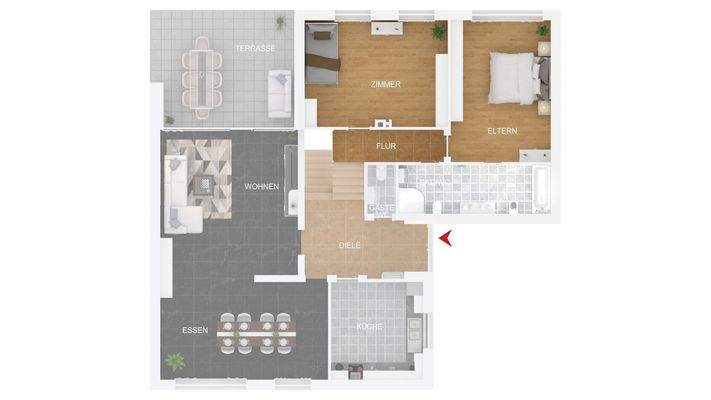 Grundriss Erdgeschoss und Split-Level