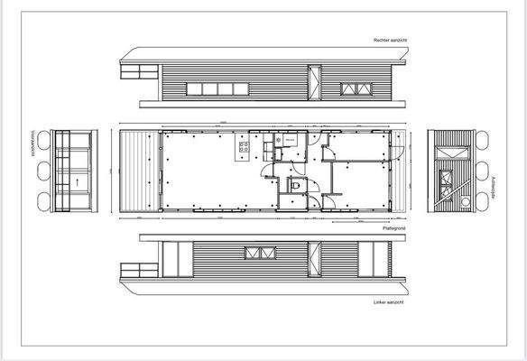 Grundriss und Ansichten