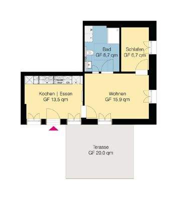 Grundriss Wohnung 6A3 EG rechts