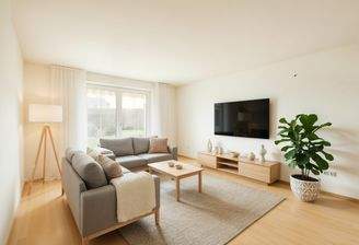 Wohnzimmer mit Zugang zur Terrasse - (KI generiert)