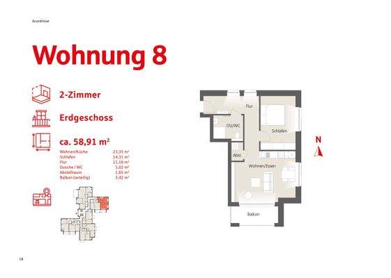 Grundriss Wohnung 8 Erdgeschoss