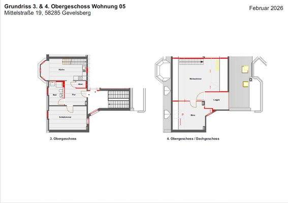 Grundriss Wohnung 5, 3.-4. Obergeschoss