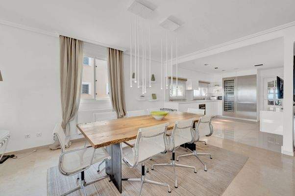 Dining area in apartment in Cas Català