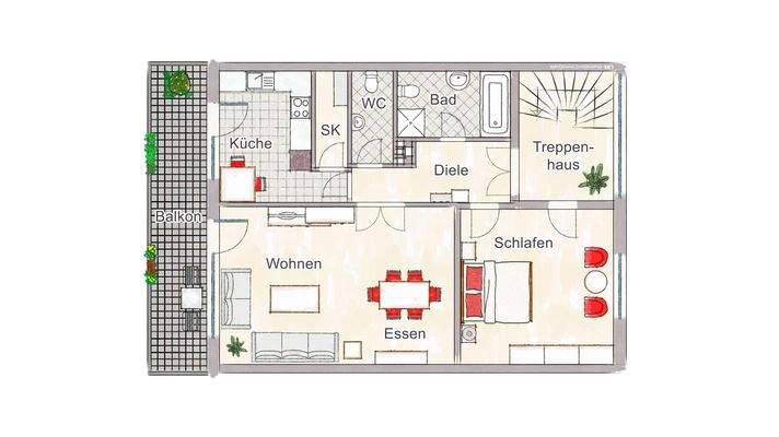 Grundrissskizze Dachgeschoss