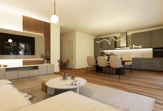 Wohn und Esszimmer mit Küche
