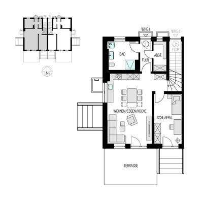 Wohnung 1 - Grundriss EG Variante 2