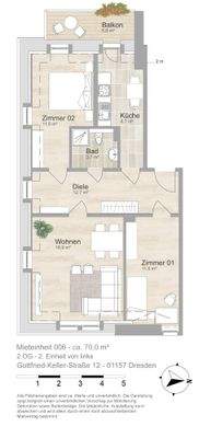 Grundriss farbig / möbliert