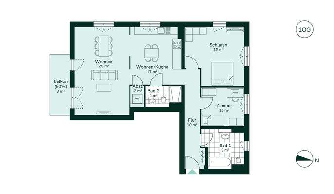 Grundriss der Eigentumswohnung im Projekt Zur Försterei