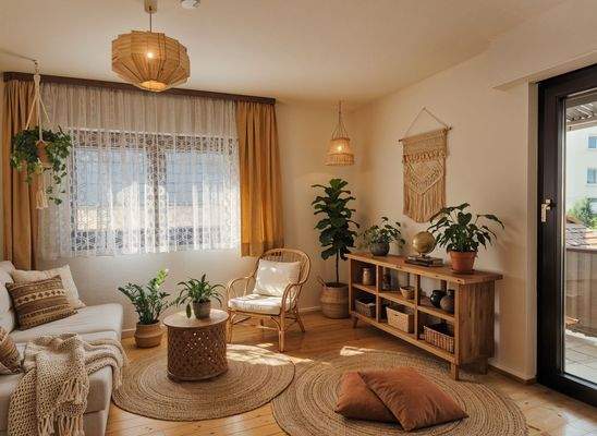 Zimmer Einrichtungsbeispiel (KI-generiert)