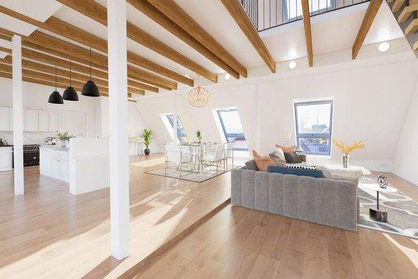 Wohnen/offene Küche visualisiert