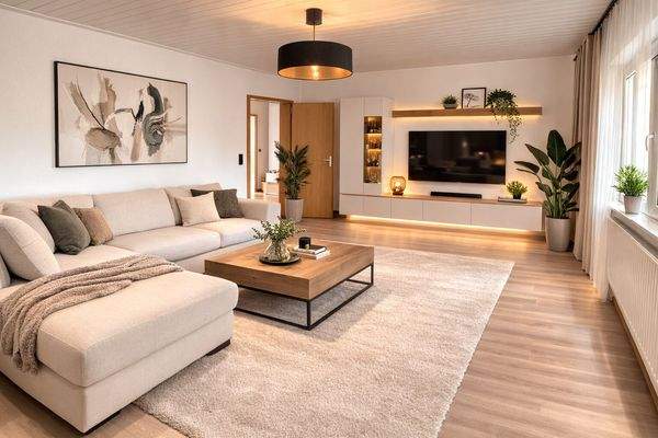 Nach Renovierung - Digitales Homestaging des Wohnzimmers