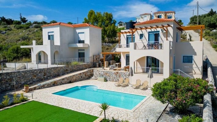 Kreta, Kefalas: Villa mit Panoramablick auf das Meer und die Berge zu verkaufen
