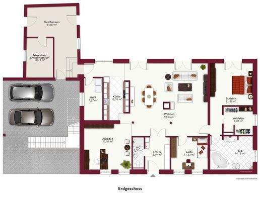 Möblierung/Anordnung beispielhaft