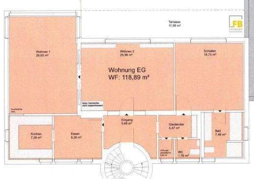 Der Grundriss für die Wohnung im EG