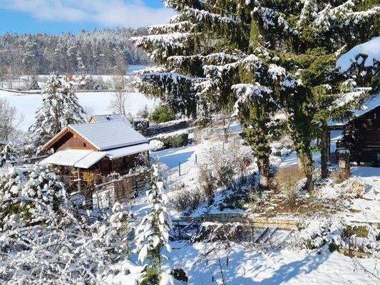 Haus-Grundstückansicht Winter