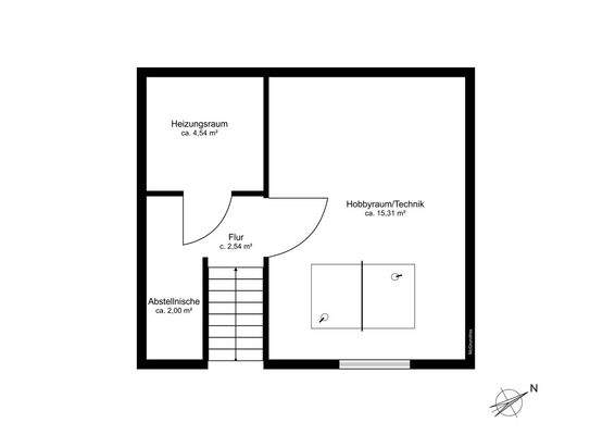 Untergeschoss mit ca. 24 qm Grundfläche 