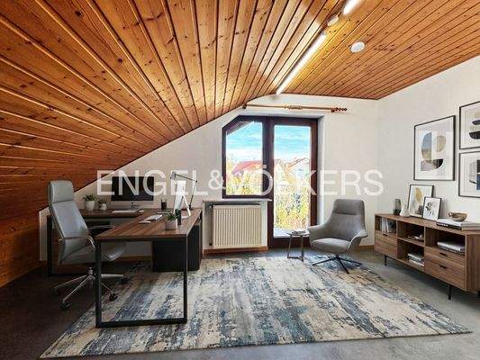 Arbeitszimmer Dachgeschoss - [KI-optimiert - virtuell möbliert]