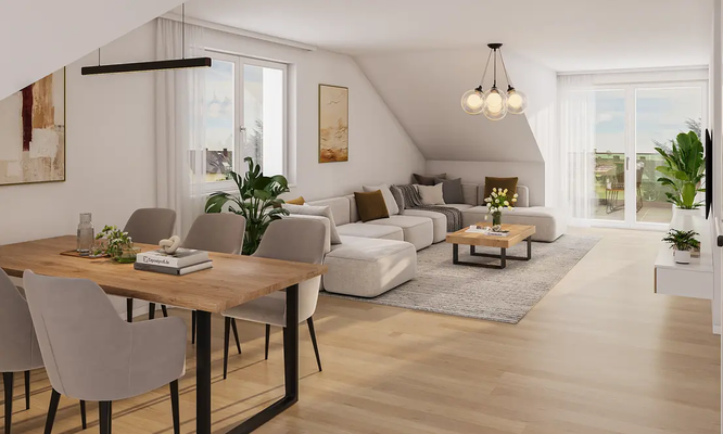 Wohnzimmer mit Zugang Balkon