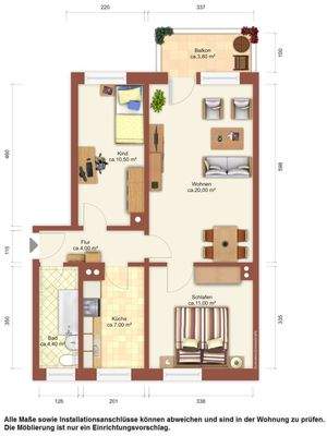 Grundriss Möblierungsvorschlag