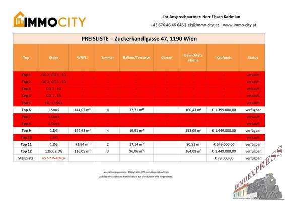 Preisliste Dezember 2025