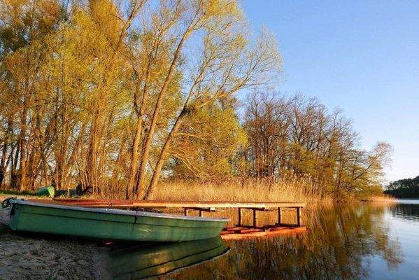 Hauptsteg und Ruderboot