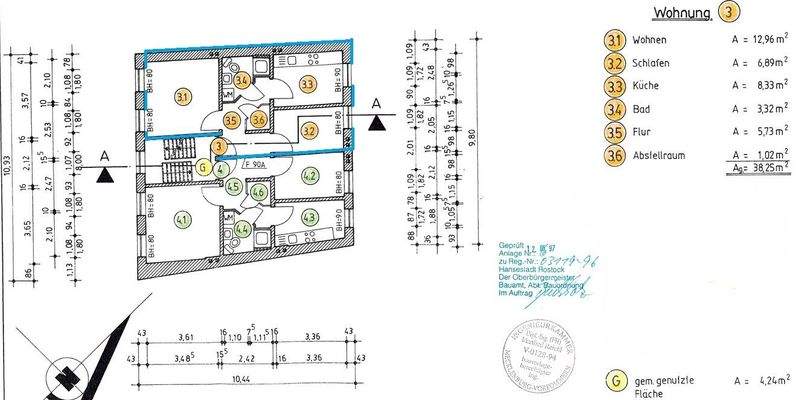 Grundriss Wohnung Nr. 3 - 1. OG links