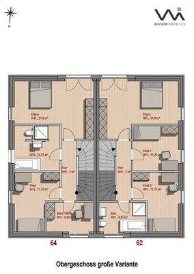 Grundriss 2 Haus Nr. 64 I 62