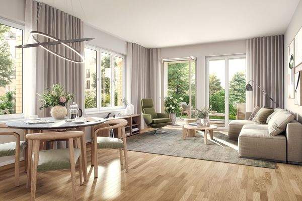 lichtdurchflutetes Wohnzimmer