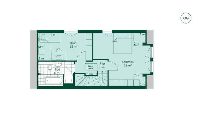 Grundriss vom Reihenhaus im Projekt Pütnitzwiese