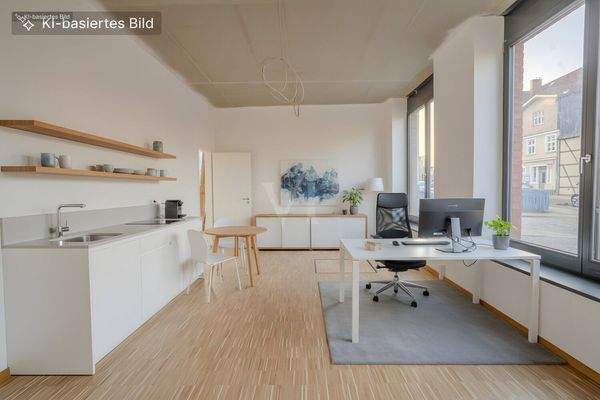 Gewerbefläche digital als Büro möbliert