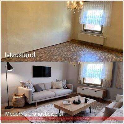 Wohnzimmer im OG mit KI überarbeitet