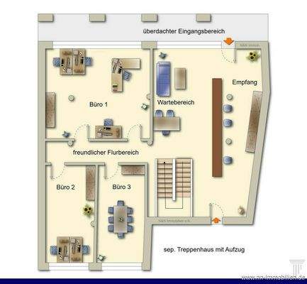 Grundriss im EG - Skizze - visualisiert