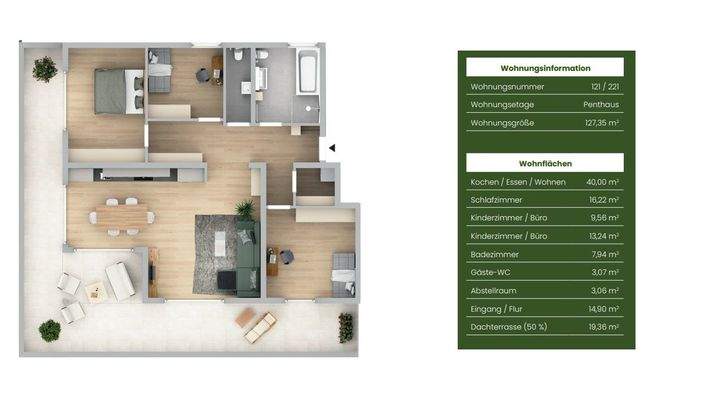 Grundriss Whg. 121 + 221