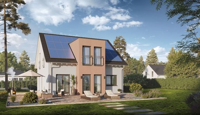 Home Zehn mit  Satteldach Gartenansicht