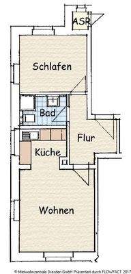 Grundriss - Super 2-Raum Wohnung mit Einbauküche in Kamenz !!!!