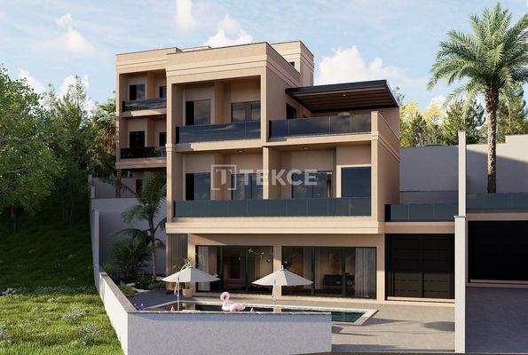 Detached Sea and Nature View Villa with Pool in Alanya Bektaş