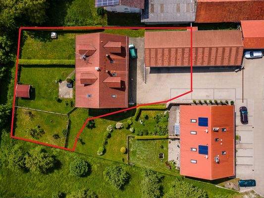 Luftbild mit Grundstücksgrenzen